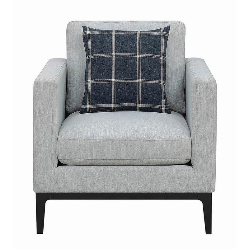 Pemberly Row Upholstered Fabric Arm Chair with Cushioned Back in Light Gray