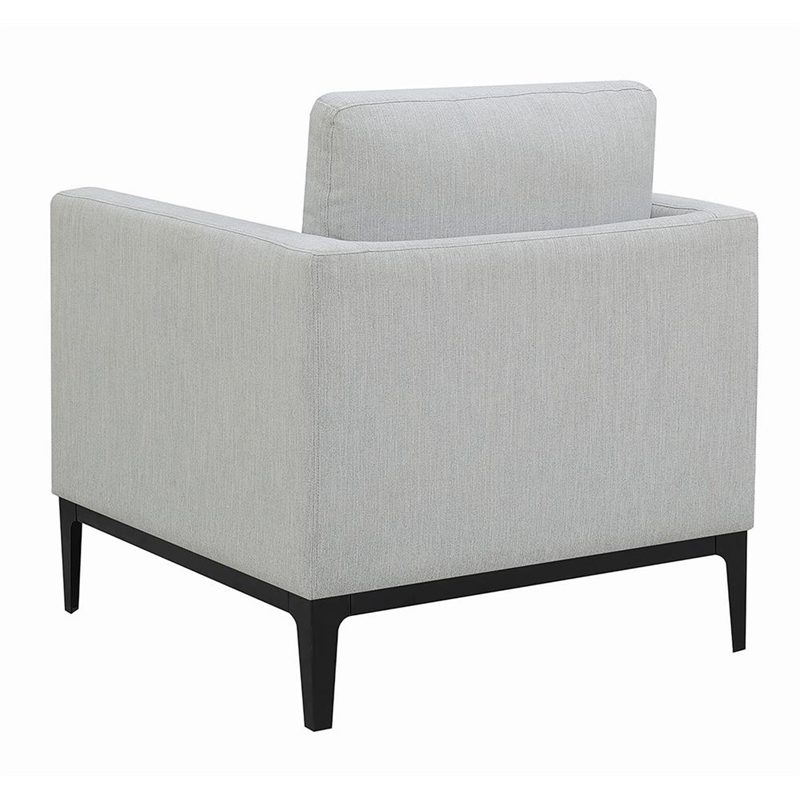 Pemberly Row Upholstered Fabric Arm Chair with Cushioned Back in Light Gray
