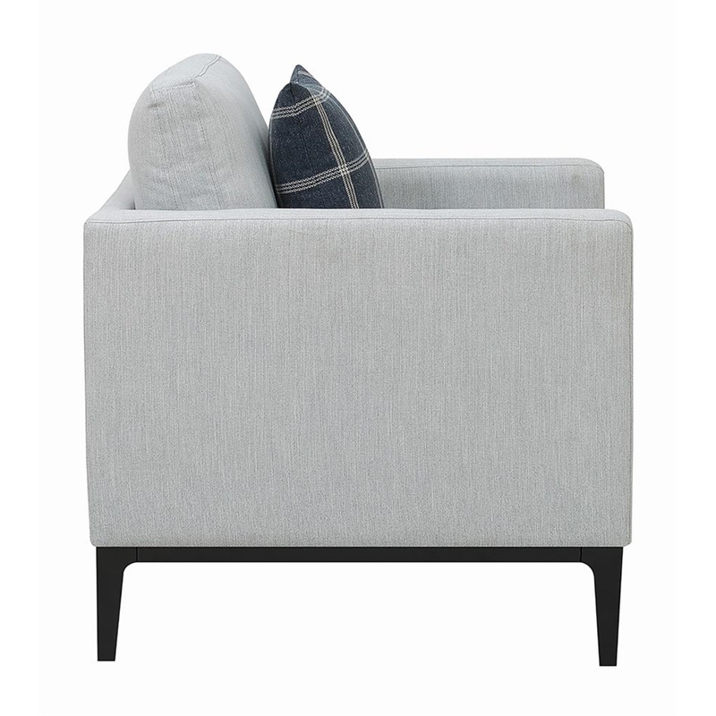 Pemberly Row Upholstered Fabric Arm Chair with Cushioned Back in Light Gray