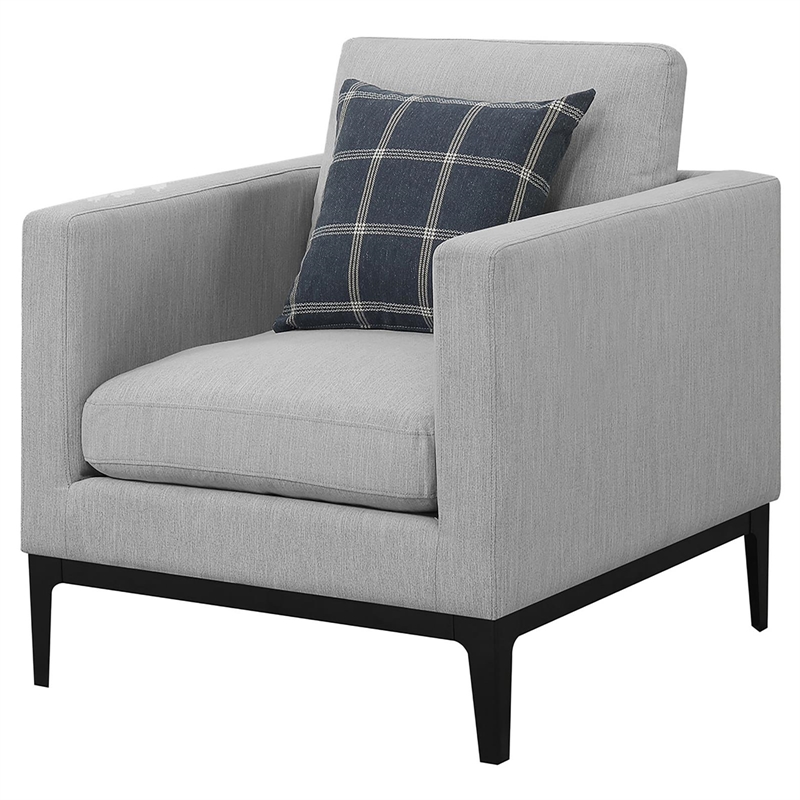 Pemberly Row Upholstered Fabric Arm Chair with Cushioned Back in Light Gray
