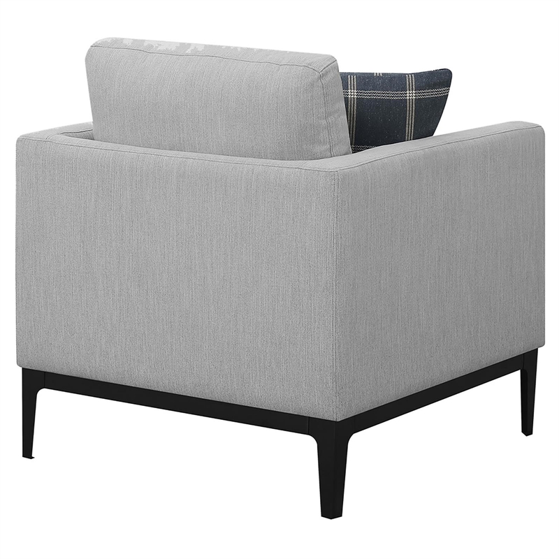 Pemberly Row Upholstered Fabric Arm Chair with Cushioned Back in Light Gray