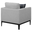 Pemberly Row Upholstered Fabric Arm Chair with Cushioned Back in Light Gray