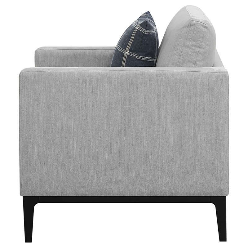 Pemberly Row Upholstered Fabric Arm Chair with Cushioned Back in Light Gray