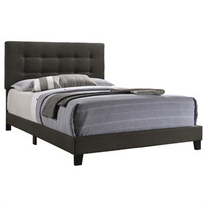 Pemberly Row Transitional Tufted Fabric Upholstered Eastern King Bed Charcoal