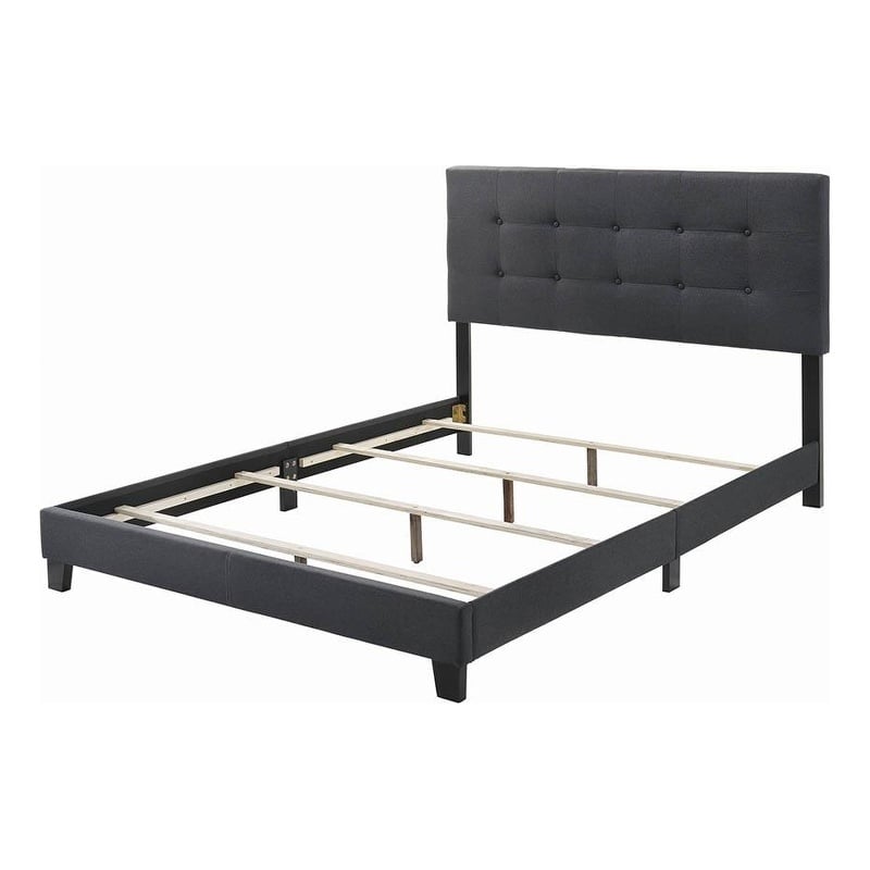 Pemberly Row Transitional Tufted Fabric Upholstered Eastern King Bed Charcoal