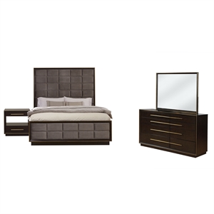 Pemberly Row 4-piece Wood California King Panel Bedroom Set in Brown and Gray