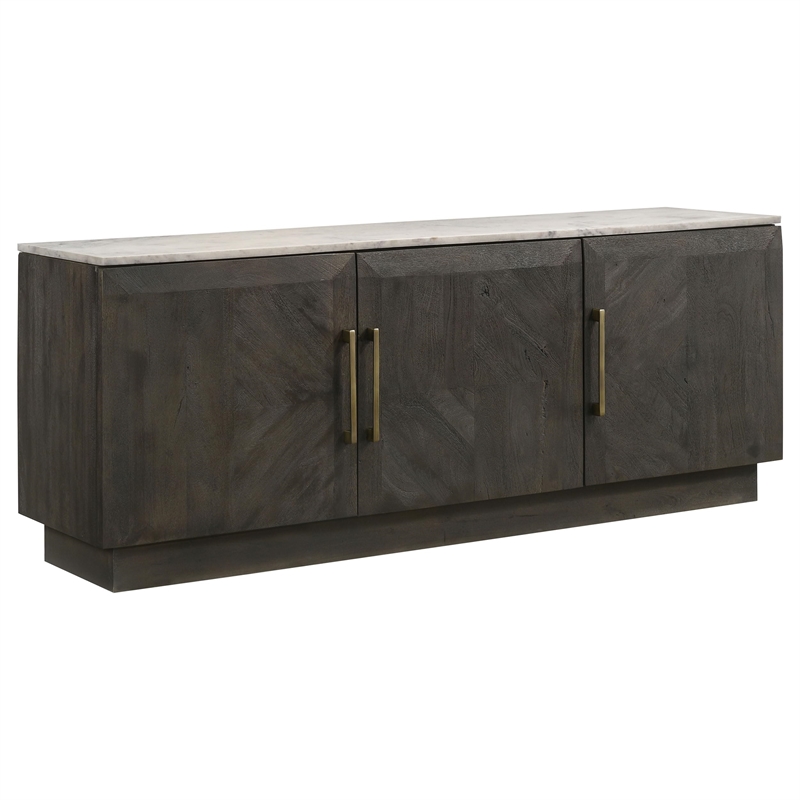Pemberly Row 3-door Marble Top Dining Sideboard Server White and Tobacco Gray