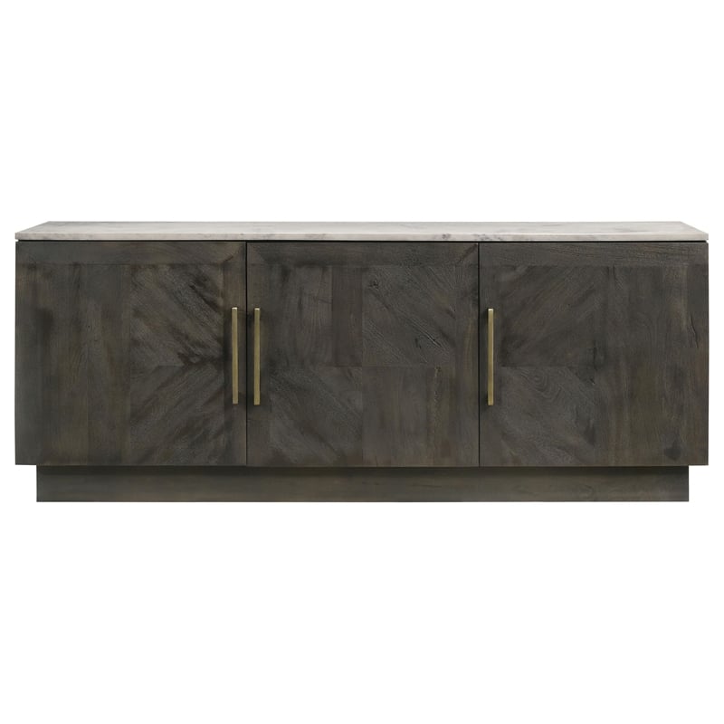 Pemberly Row 3-door Marble Top Dining Sideboard Server White and Tobacco Gray