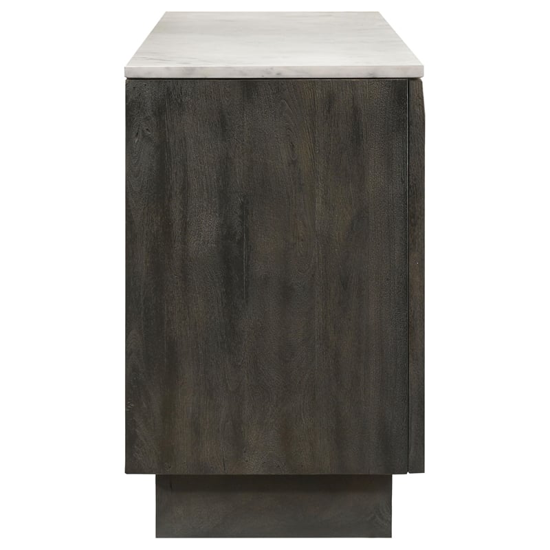 Pemberly Row 3-door Marble Top Dining Sideboard Server White and Tobacco Gray