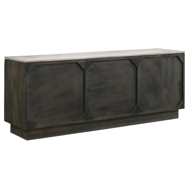 Pemberly Row 3-door Marble Top Dining Sideboard Server White and Tobacco Gray
