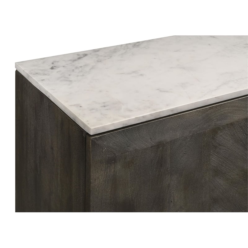 Pemberly Row 3-door Marble Top Dining Sideboard Server White and Tobacco Gray