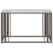 Pemberly Row Metal Rectangular Glass Top Sofa Table in Clear and Black Nickel