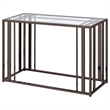 Pemberly Row Metal Rectangular Glass Top Sofa Table in Clear and Black Nickel