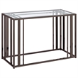 Pemberly Row Metal Rectangular Glass Top Sofa Table in Clear and Black Nickel