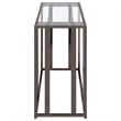 Pemberly Row Metal Rectangular Glass Top Sofa Table in Clear and Black Nickel