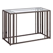 Pemberly Row Metal Rectangular Glass Top Sofa Table in Clear and Black Nickel