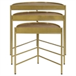 Pemberly Row 3-Piece Transitional Metal Demilune Nesting Table Brown and Gold