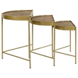 Pemberly Row 3-Piece Transitional Metal Demilune Nesting Table Brown and Gold