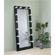 Pemberly Row Glass Full Length Floor Mirror with Lighting in Black and Mirror