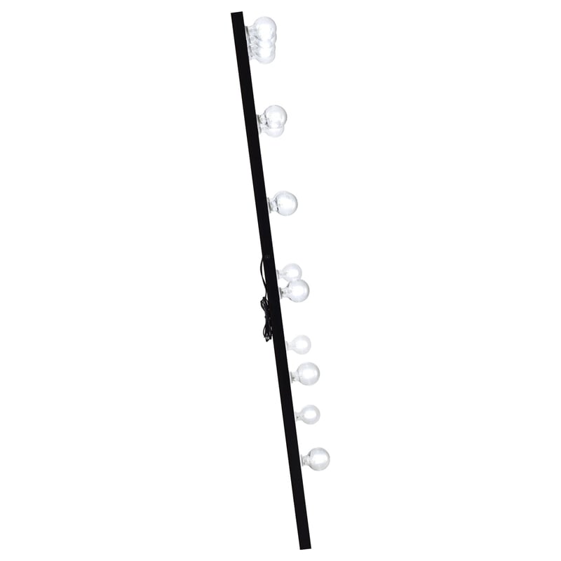 Pemberly Row Glass Full Length Floor Mirror with Lighting in Black and Mirror