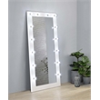Pemberly Row Glass Full Length Floor Mirror with Lighting in White and Mirror