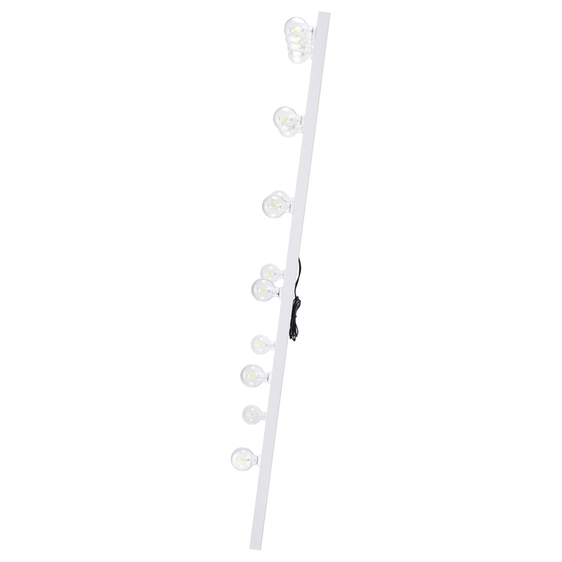 Pemberly Row Glass Full Length Floor Mirror with Lighting in White and Mirror
