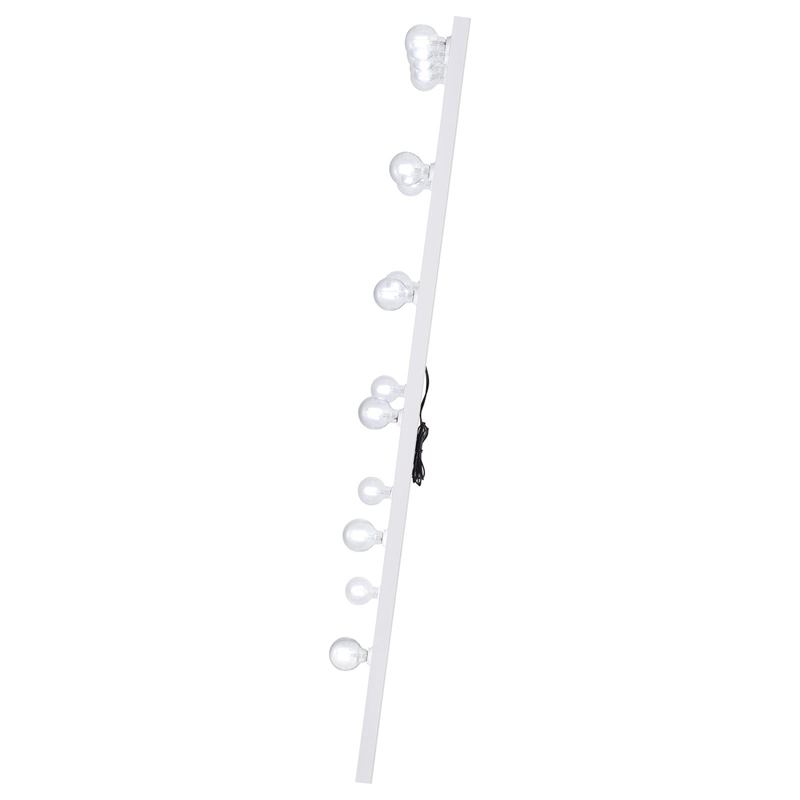 Pemberly Row Glass Full Length Floor Mirror with Lighting in White and Mirror