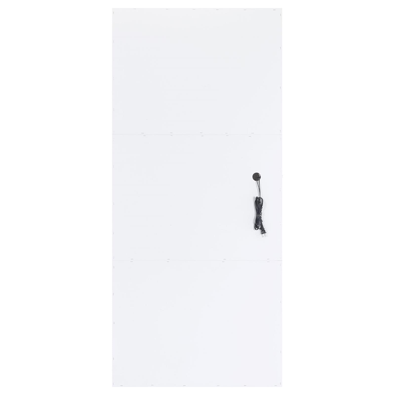 Pemberly Row Glass Full Length Floor Mirror with Lighting in White and Mirror