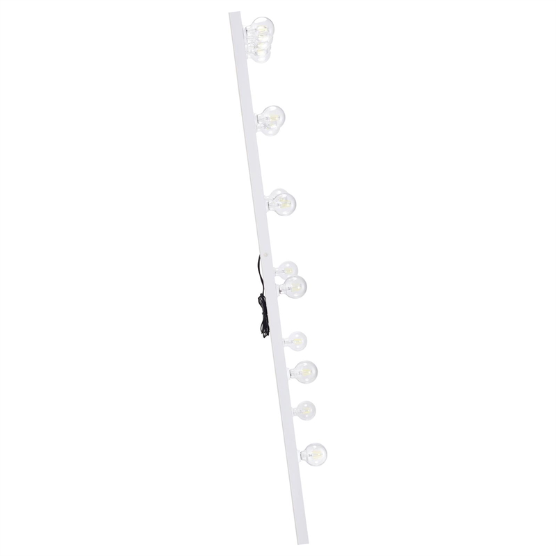 Pemberly Row Glass Full Length Floor Mirror with Lighting in White and Mirror