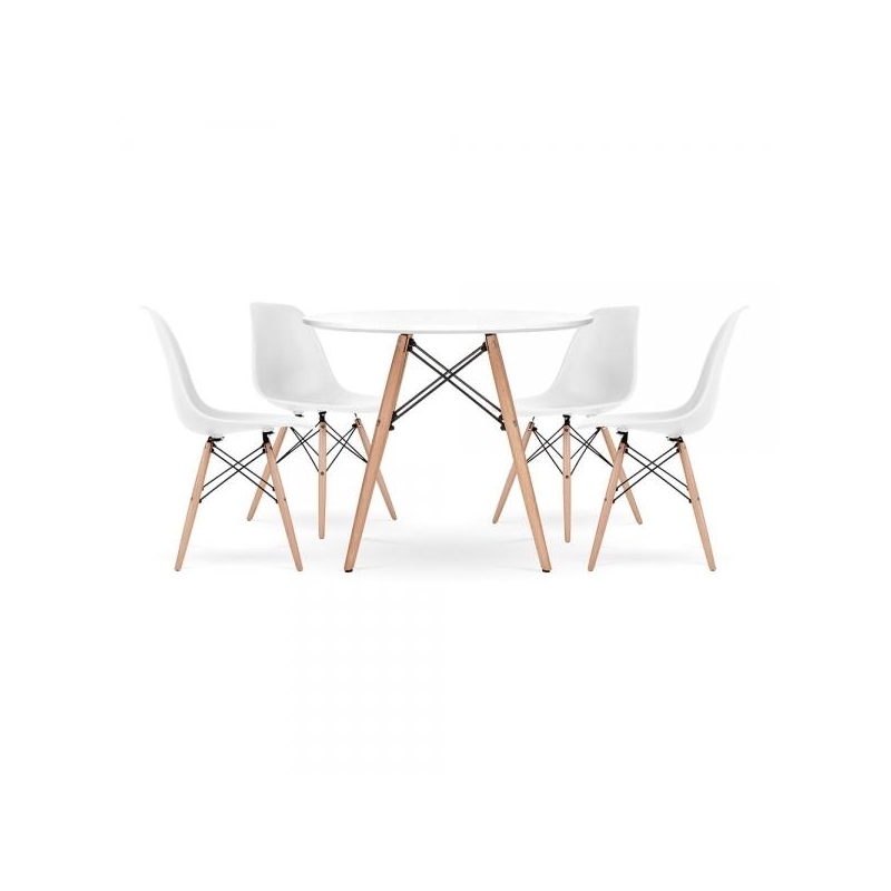 Pemberly Row 4 Person Modern MDF Wood Dining Table Set & 4 Chairs in White