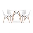 Pemberly Row 4 Person Modern MDF Wood Dining Table Set & 4 Chairs in White
