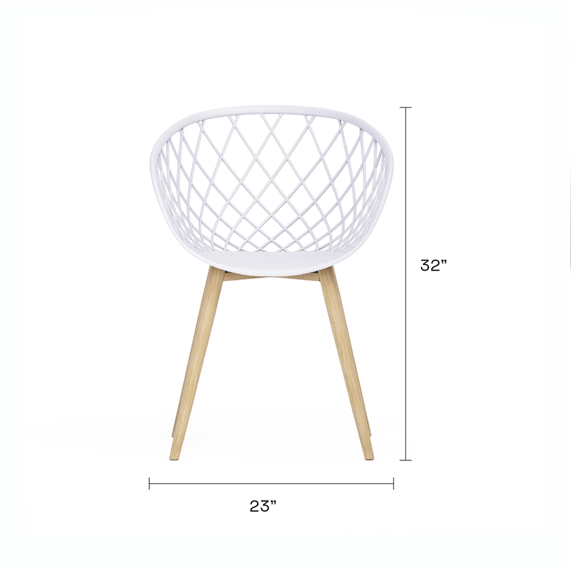 Pemberly Row 3-Piece Lux Dining Set in White and Natural Finish