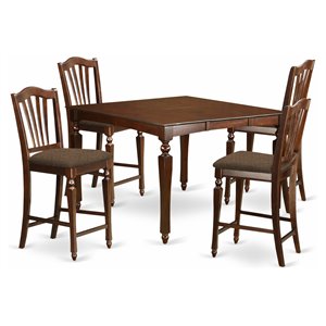 Pemberly Row 5-piece Wood Dining Set with Stools in Mahogany