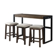 Pemberly Row Contemporary Multipurpose Bar Table Set in Walnut