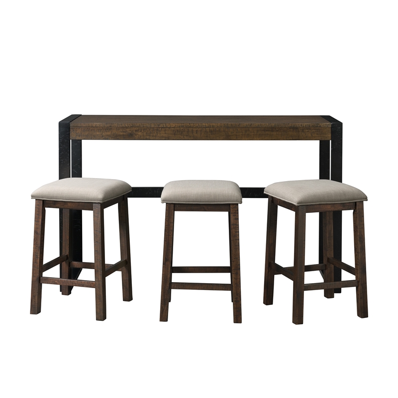 Pemberly Row Contemporary Multipurpose Bar Table Set in Walnut