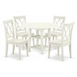 Pemberly Row 5-piece Wood Dining Set with Round Table in White