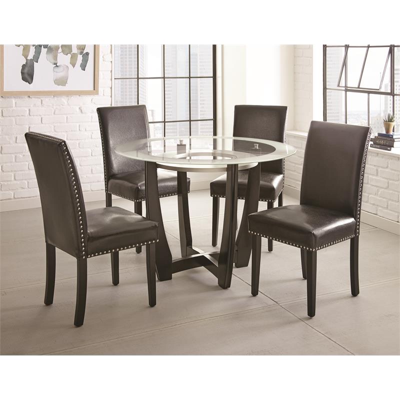 Pemberly Row Contemporary 5-Piece Dining Set in Espresso Finish