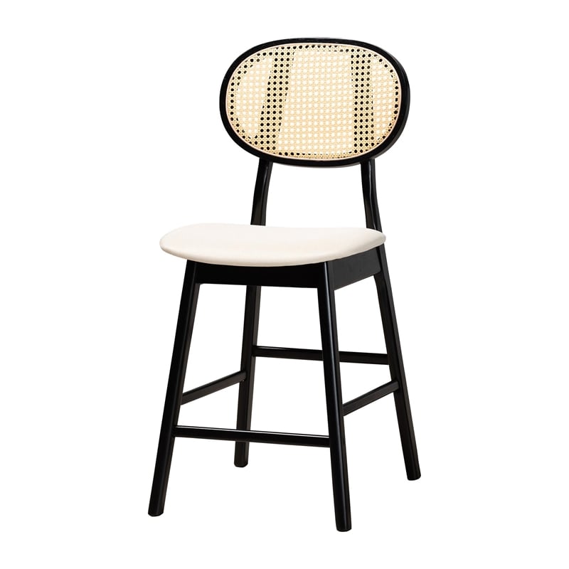 Pemberly Row Modern 5-Piece Fabric & Wood Pub Set in Cream/Black