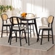 Pemberly Row Modern 5-Piece Fabric & Wood Pub Set in Cream/Black