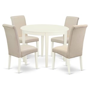 Pemberly Row Modern 5-piece Wood Dining Set in Linen White/Cream