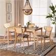 Pemberly Row Gray Fabric and Natural Oak Wood 5-Piece Dining Set