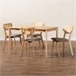 Pemberly Row Gray Fabric and Natural Oak Wood 5-Piece Dining Set