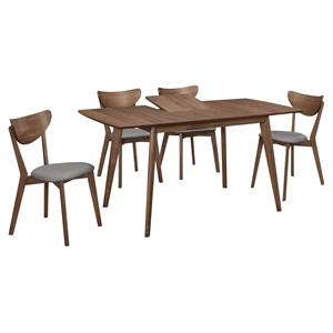 Pemberly Row 5-piece Wood Dining Room Set Natural Walnut and Gray