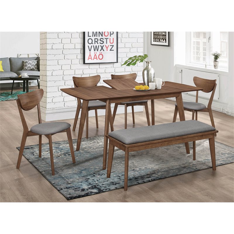 Pemberly Row 6-piece Wood Dining Room Set Natural Walnut and Gray