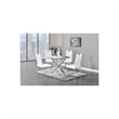 Pemberly Row 5-Piece Faux Leather Round Glass Dinette Set - White