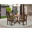 Pemberly Row 5-piece Wood Dining Set with Fabric Seat in Mahogany