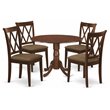 Pemberly Row 5-piece Wood Dining Set with Fabric Seat in Mahogany