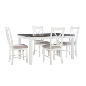 Pemberly Row Wood Five Piece Dining Set in Vanilla White and Gray