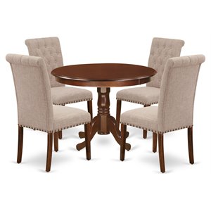 Pemberly Row Modern 5-piece Wood Dining Set in Mahogany/Light Fawn