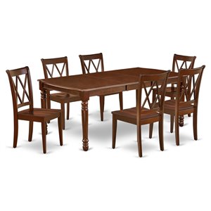 Pemberly Row 7-piece Dining Set with Rectangular Table in Mahogany